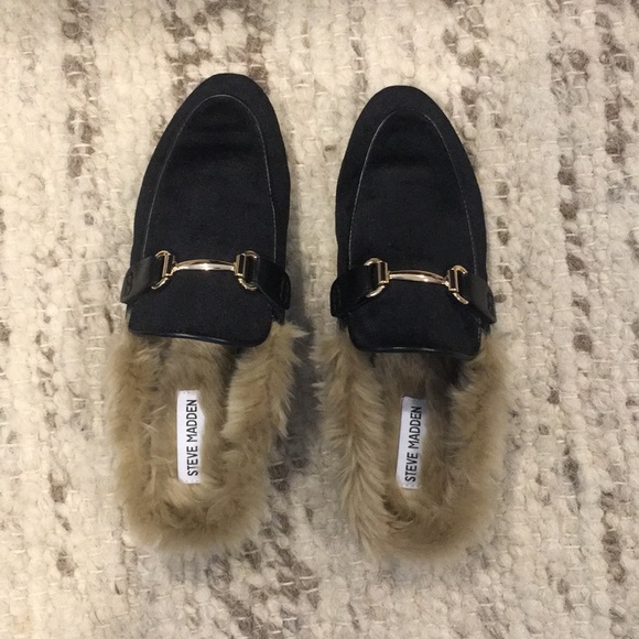 steve madden mules with fur